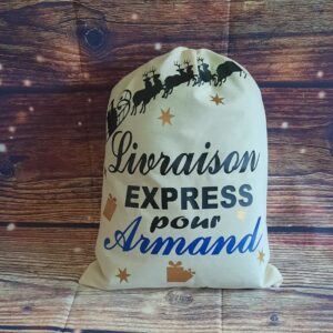 Hotte de Noël "Livraison expresse Traîneau + prénom"