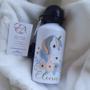 Gourde sport Licorne fleurie