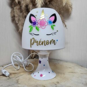 Lampe de chevet "Licorne fleurie étoilée"